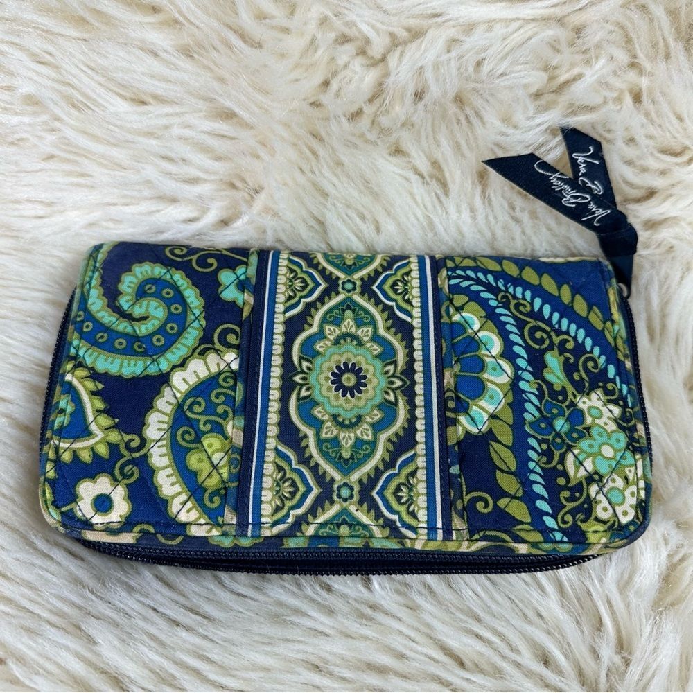 Vera Bradley Blue and Green Patterned Wallet - Picture 4 of 8